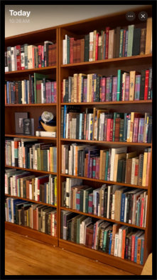 Fully loaded superior strength Sapele veneer core shelving and showing twin bookcases.